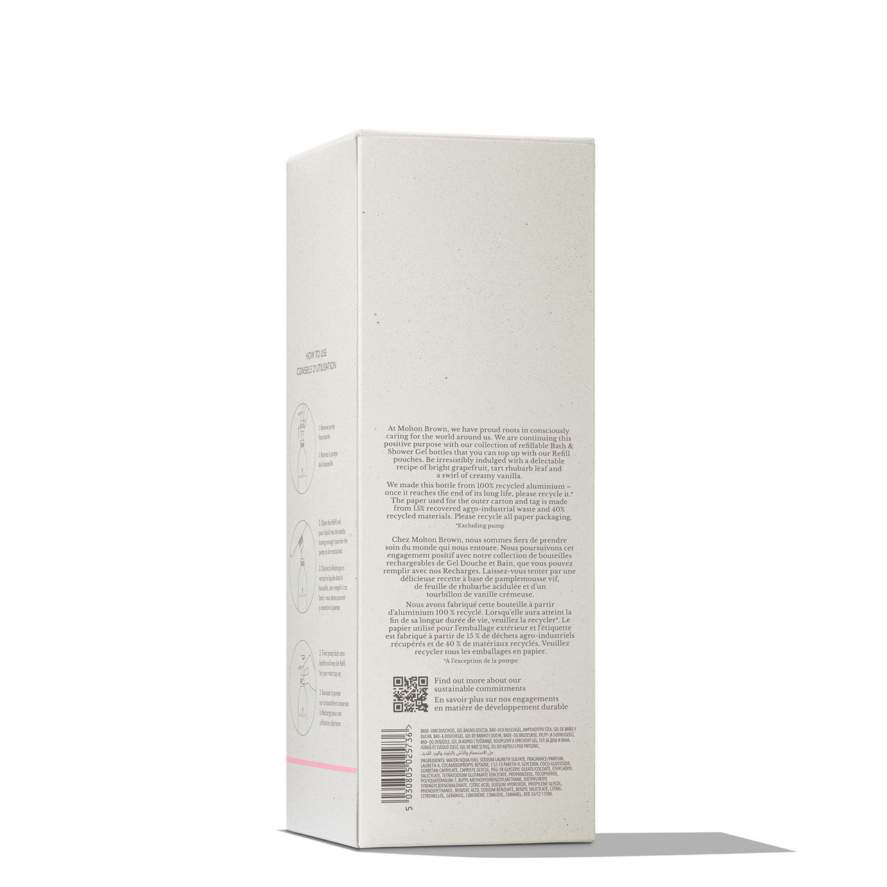 Gel de ducha Molton Brown con aroma a ruibarbo y rosa (botella infinita)